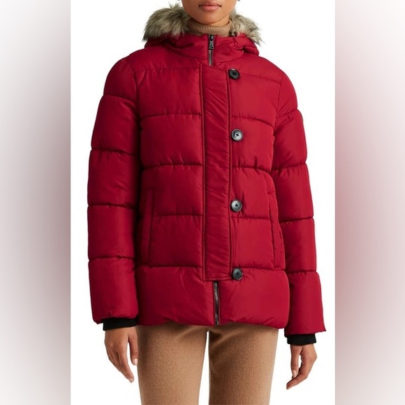 Ralph Lauren puffer  Parka With Faux Fur
Trim In Chili - Picture 1 of 7